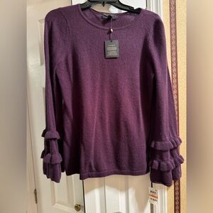Brand new cashmere ruffle sleeve sweater